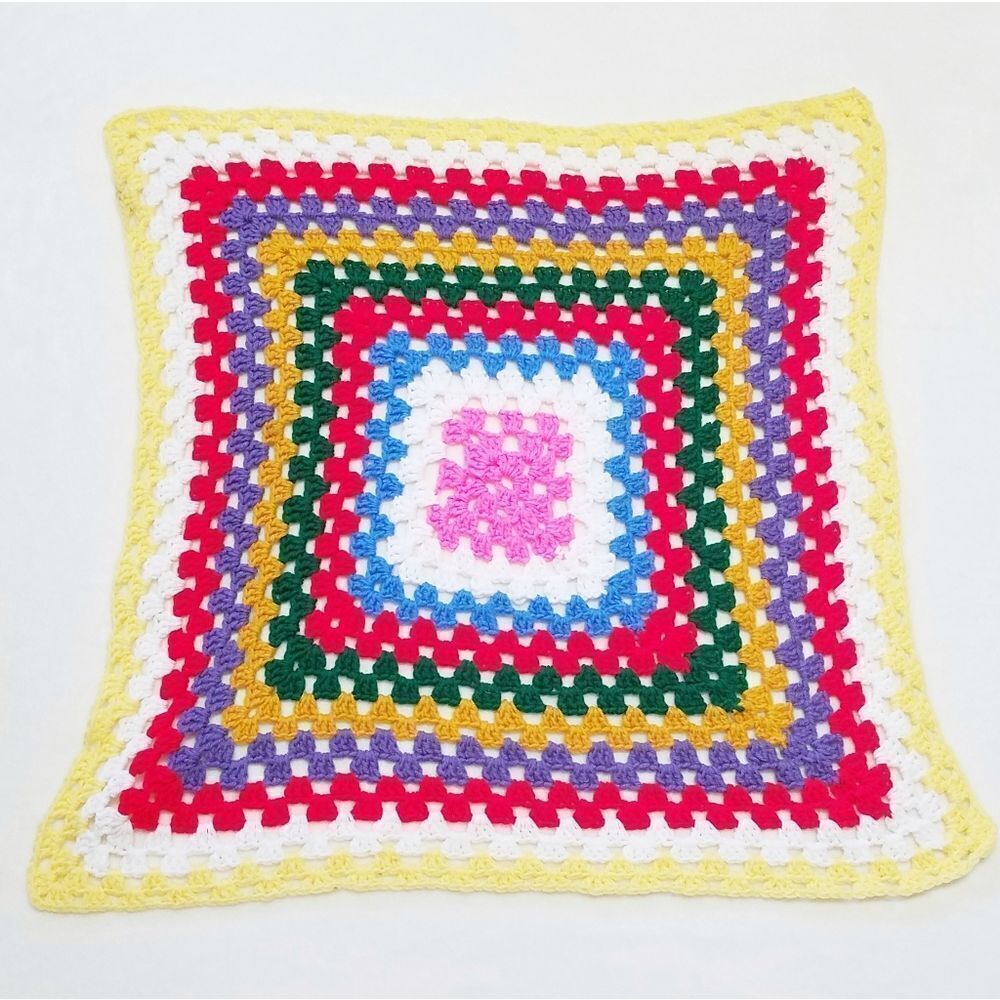 VINTAGE Hand Made Granny Square Throw Blanket